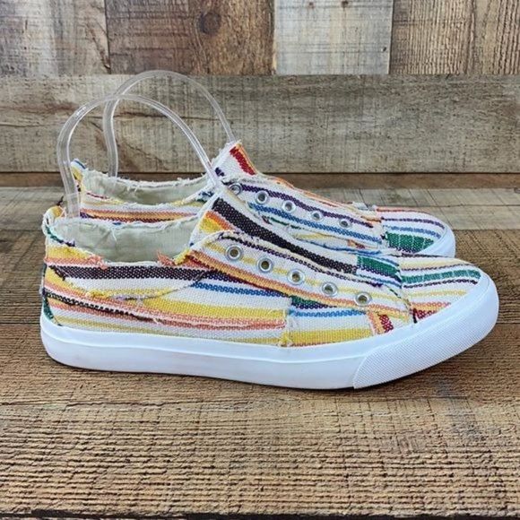 Corkys Rainbow Striped Babalu Canvas Shoes - Picture 1 of 11